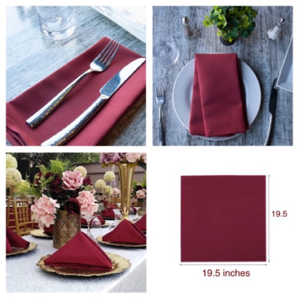 Burgundy Napkins (19.5’x19.5’) Set of 10.